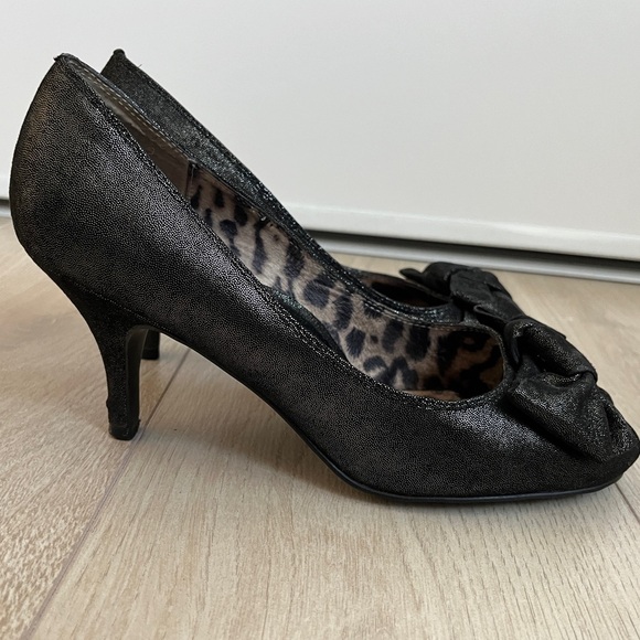 Shimmery black peep toe heels - Aldo size 40 - Picture 6 of 13